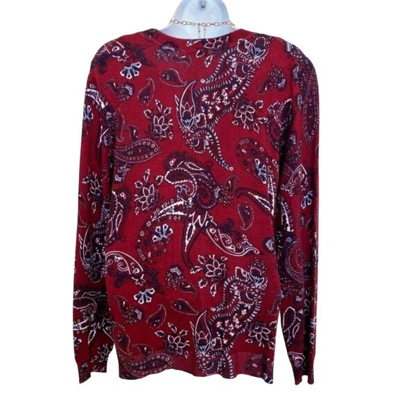 CROFT & BARROW Maroon Paisley Print Cardigan, M, NWT! - Picture 7 of 9